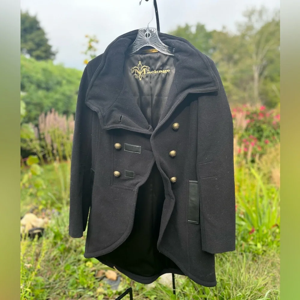 Wool coat MACKAGE with WIRE COLLAR so you can shape it NWOT